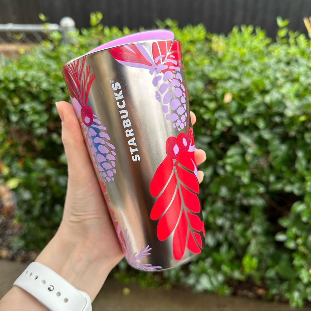 Starbucks 2021 Holiday Double Wall Ceramic Pinecone Tumbler Mug Silver Metallic